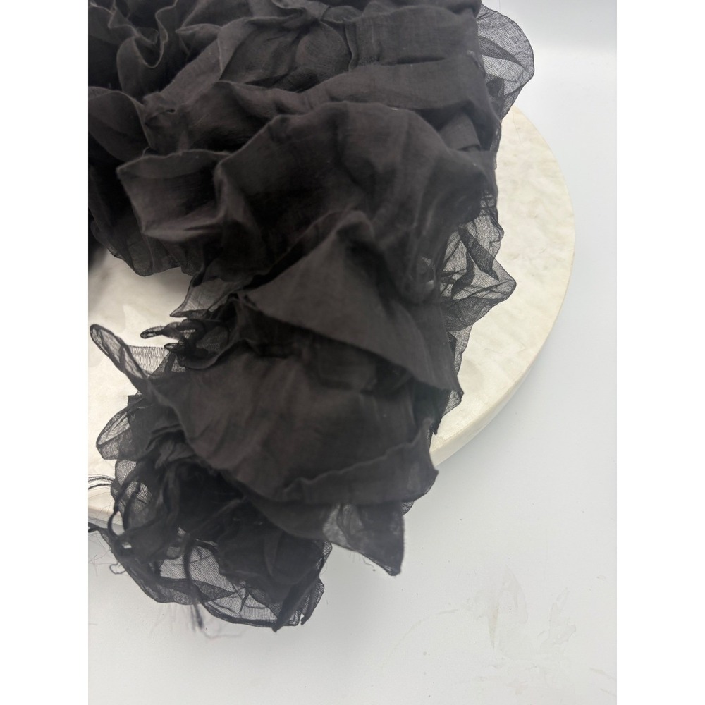 Black Ruffle Tiered Sheer Scarf Dark Feminine Fairy Goth Romantic Morticia - Picture 3 of 5